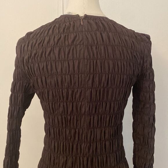 Dolls Kill Another Girl Chocolate Brown Smocked Mini Dress Size 4 - Picture 7 of 13